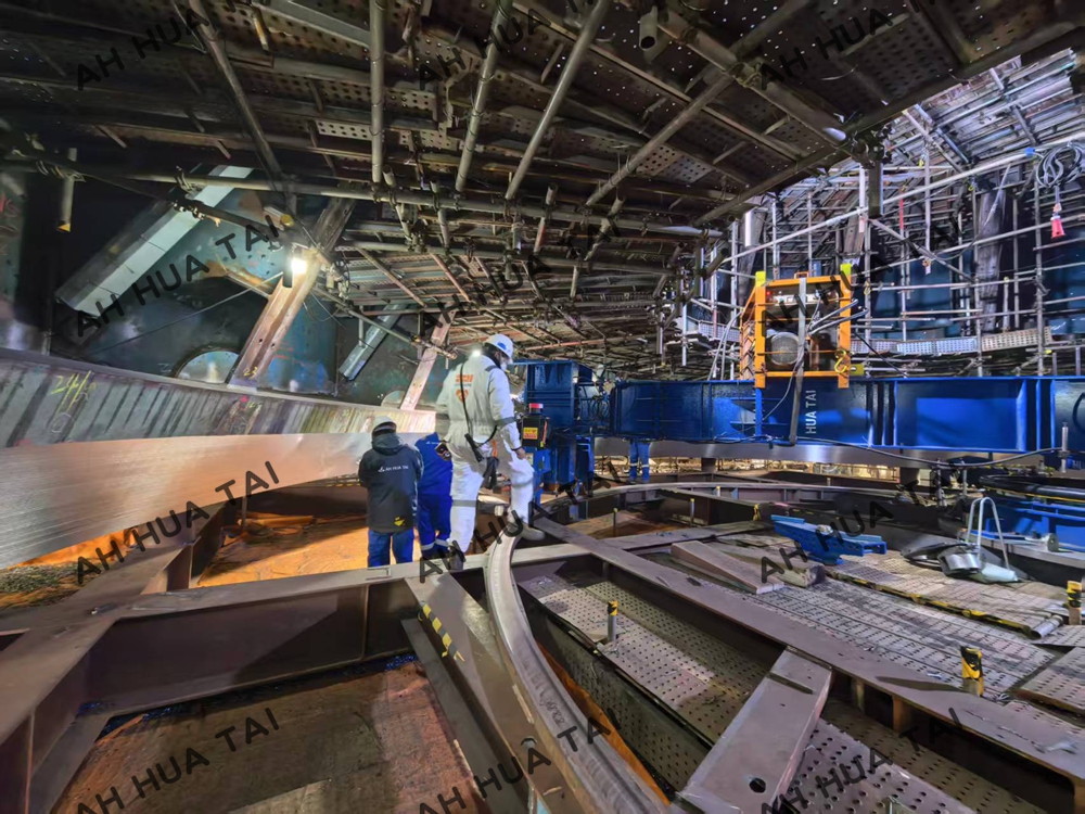 Machining of the friction surface of the single point mooring slewing mechanism support and the mating surface of the float bearing