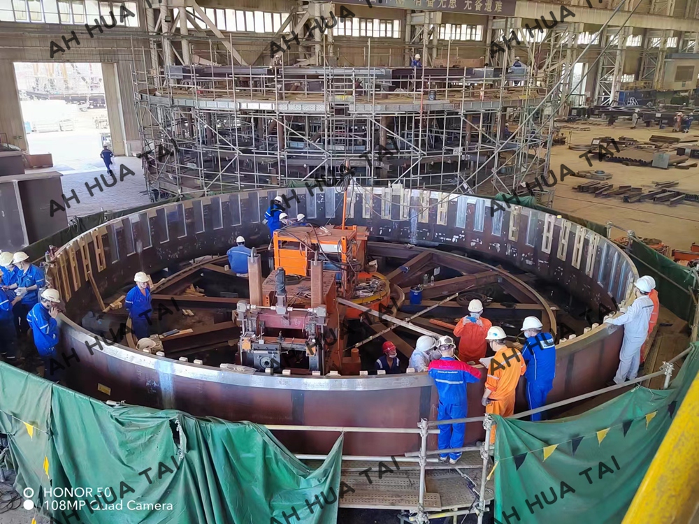 Machining of the friction surface of the single point mooring slewing mechanism support and the mating surface of the float bearing