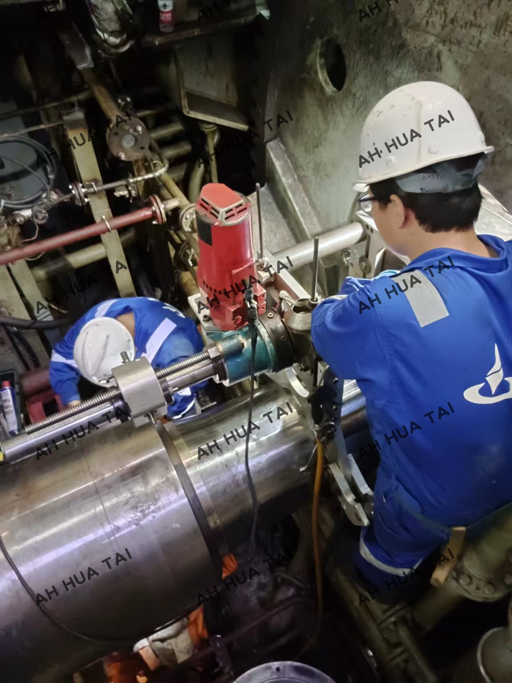 On site boring machine processing