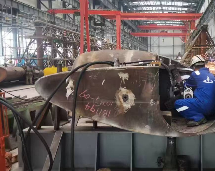 On site boring machine processing